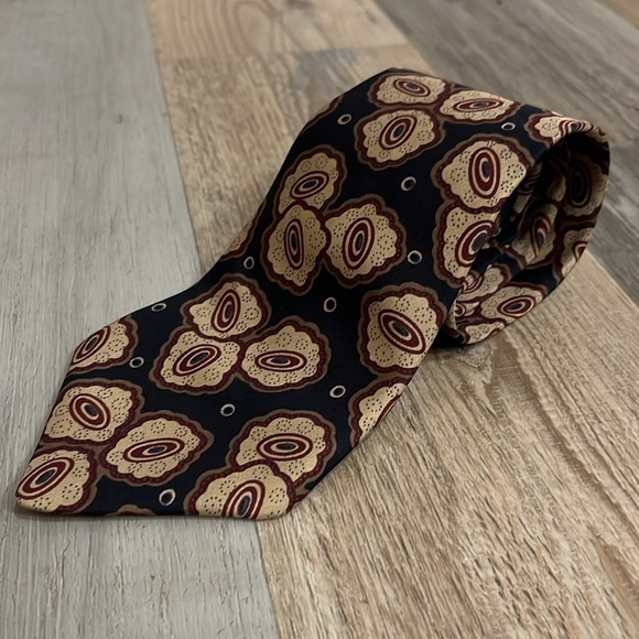 GIVENCHY Monsieur Vintage Men’s Neck Tie 100% Silk GRAPHIC Black Tan  Tie - Picture 4 of 8